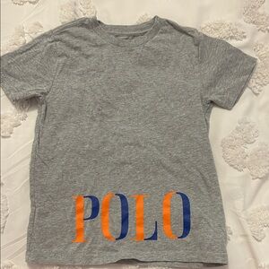 Polo by Ralph Lauren Kids Gray Tee with Orange and Blue Logo